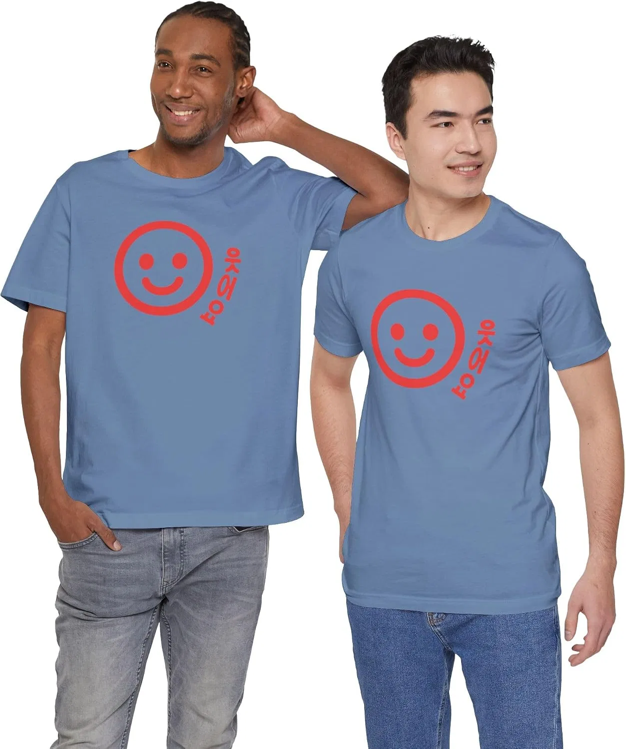 Женская футболка с принтом Korean Smile, лавандовый/синий — фото 3