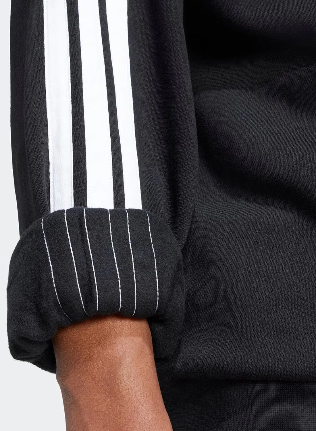Свитшот с принтом 3-Stripes essential fleece Adidas, черный — фото 3