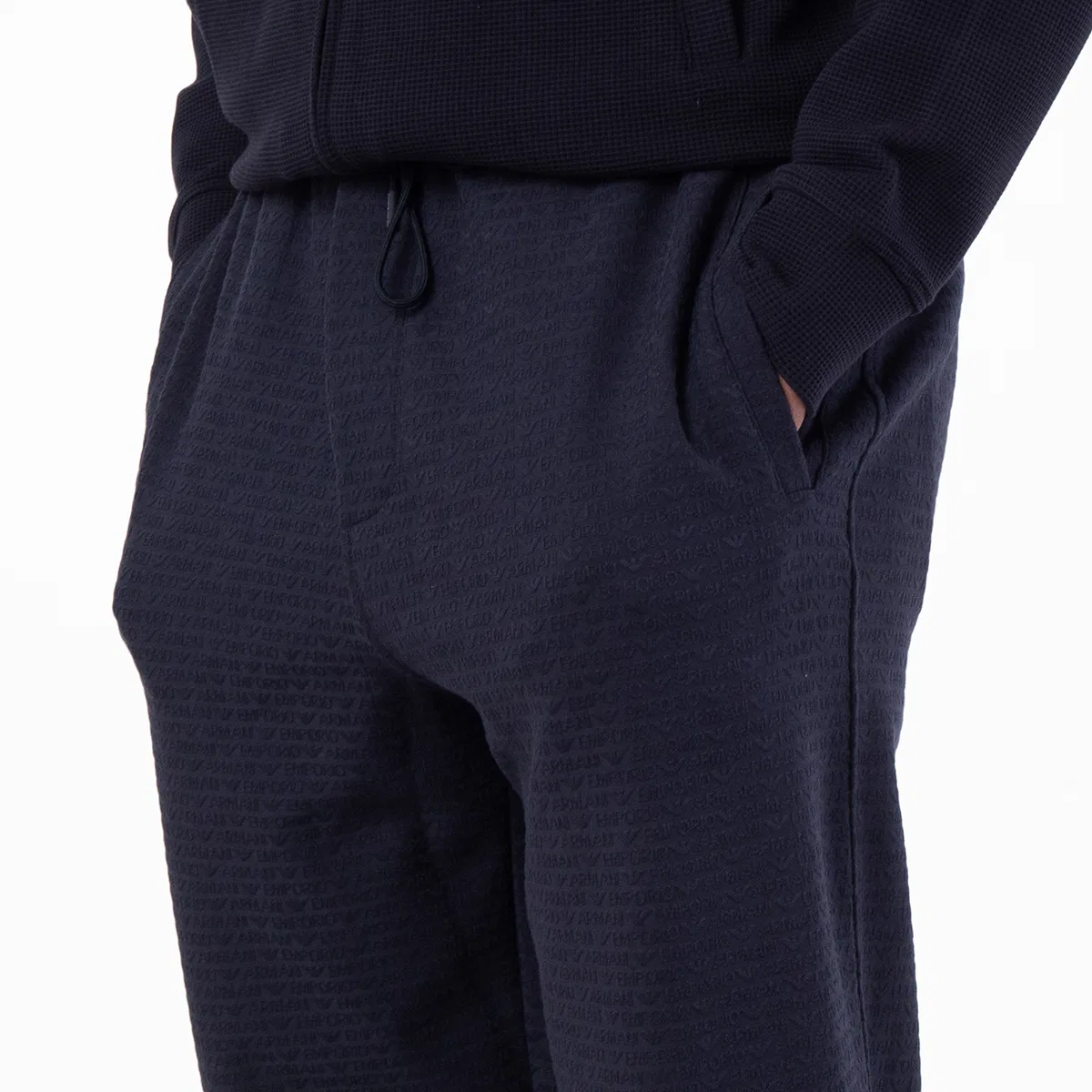 Джоггеры с жаккардовым логотипом из лиоцелла Emporio Armani, Iconico 0920 Blu Navy Ea — фото 2