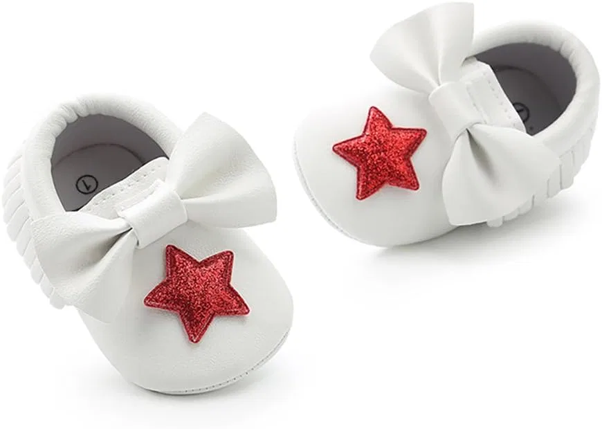 Детские туфли Мэри Джейн с бантом для девочек Shiny Star Walking Moccasin lakiolins, Red Star — фото 3