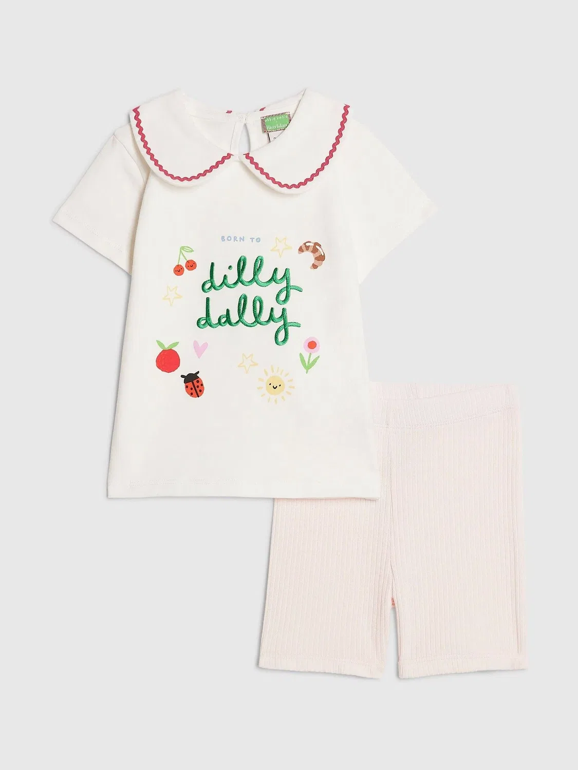 Комплект из футболки с воротником и шорт, модель Abbie Rosie River Island, розовый