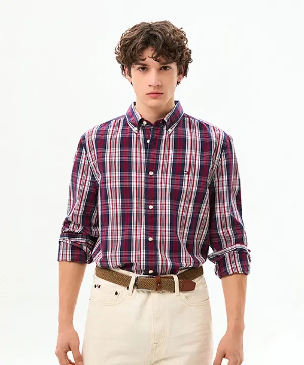 Рубашка из поплина в клетку, Tommy Hilfiger, Regular Fit
