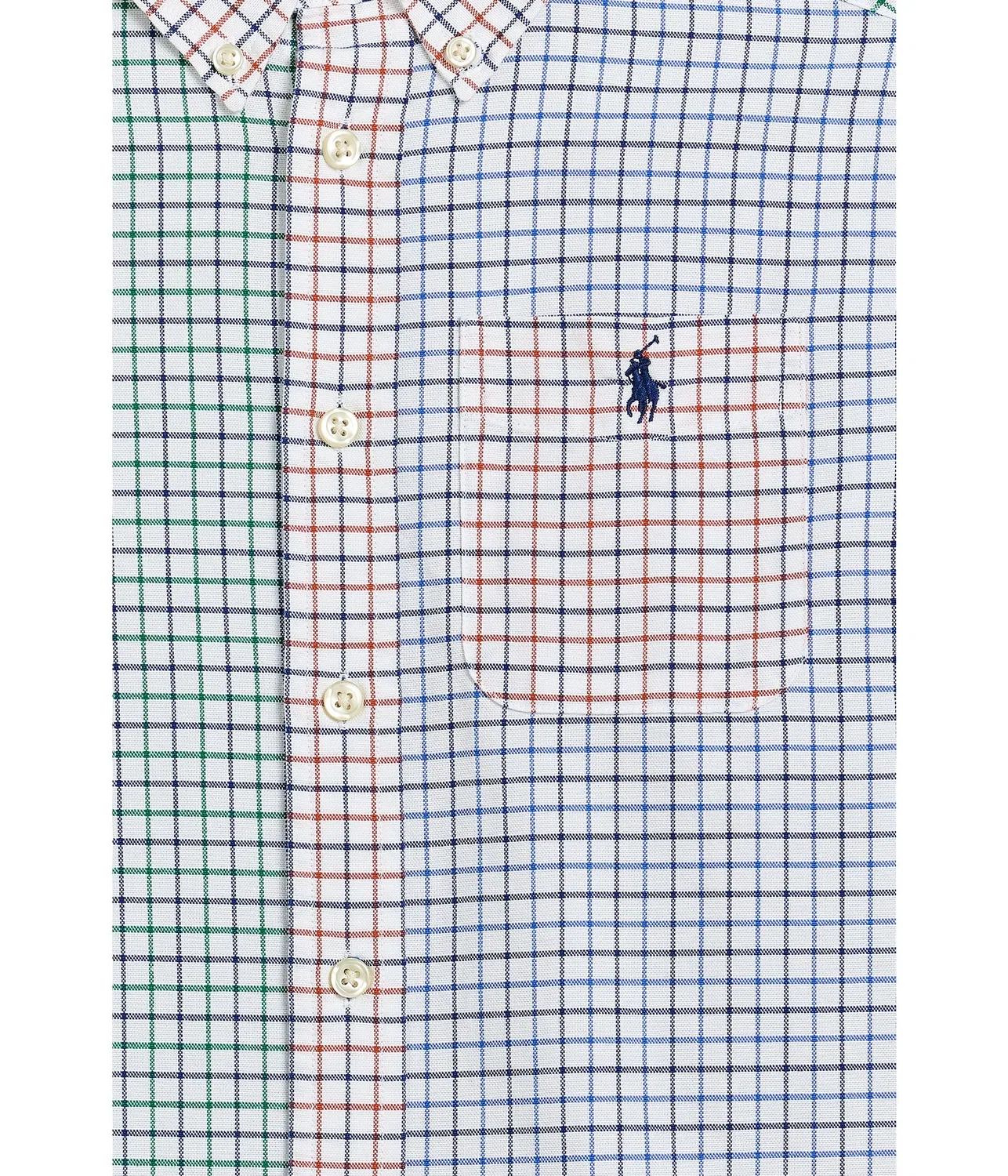 Хлопковая рубашка Tattersall Oxford Fun Shirt (для детей постарше) Polo Ralph Lauren Kids, Tattersall Funshirt — фото 3
