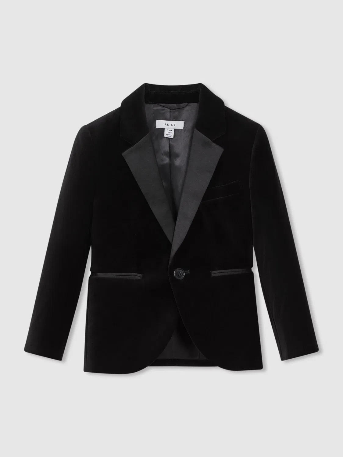 Блейзер однобортный из бархата Black Ace Reiss, черный — фото 2