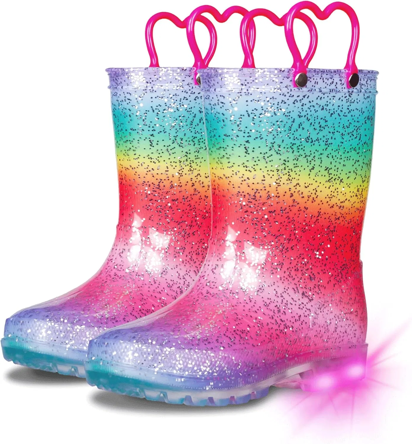Детские сапоги дождевые со светящейся подошвой GAWBAW, Multi Rainbow