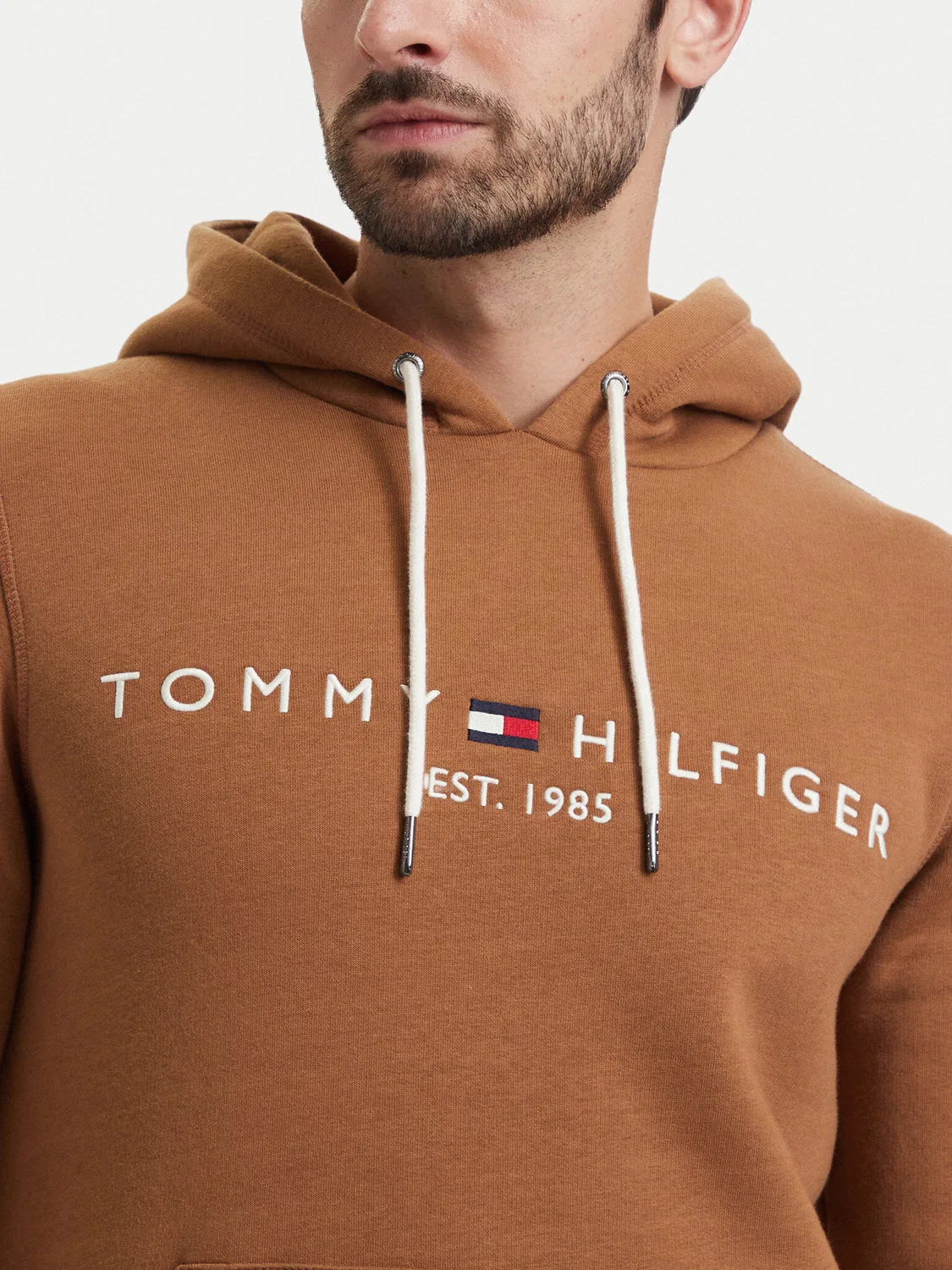 Мужская толстовка стандартного кроя Logo Tommy Hilfiger, коричневый — фото 4