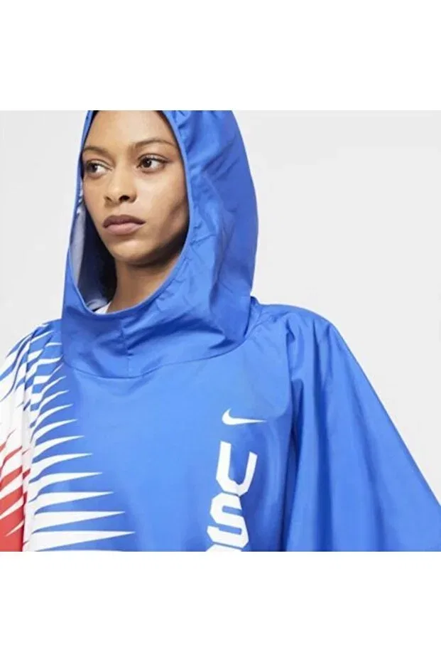 Женский дождевик с принтом Team Usa Marathoner Hooded Jacket Nike, White — фото 2