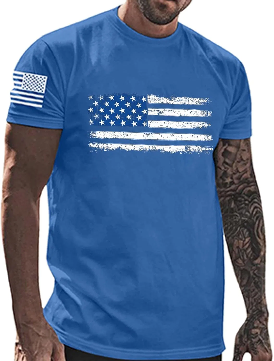 Мужская футболка с американским флагом для 4 июля, Blue