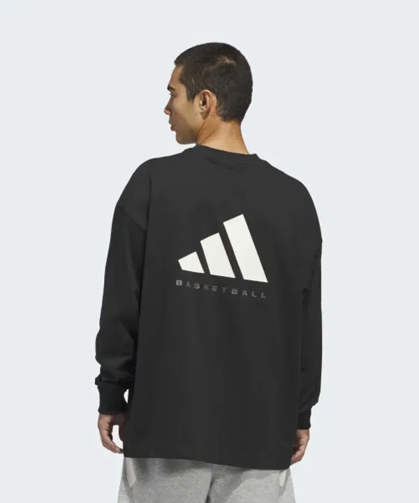 Футболка с длинным рукавом баскетбольная Adidas, черный/белый — фото 4