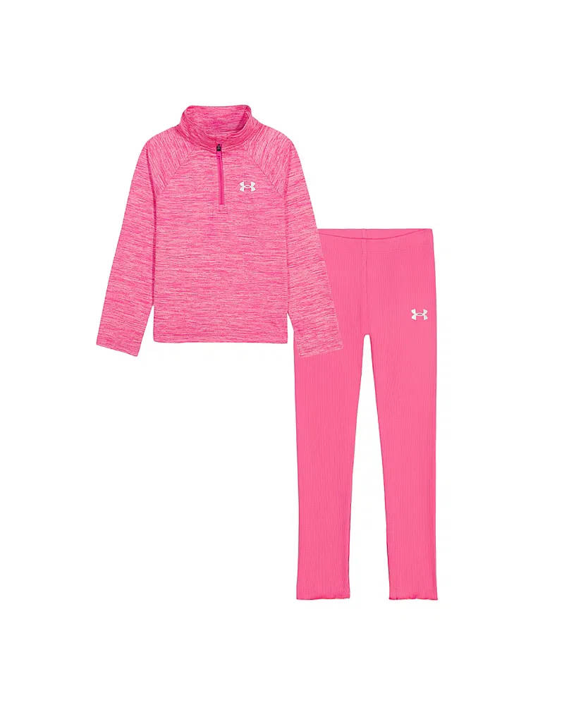 Комплект для девочек из пуловера с молнией и леггинсов UA Tech Twist UnderArmour, Pink Frenzy/White