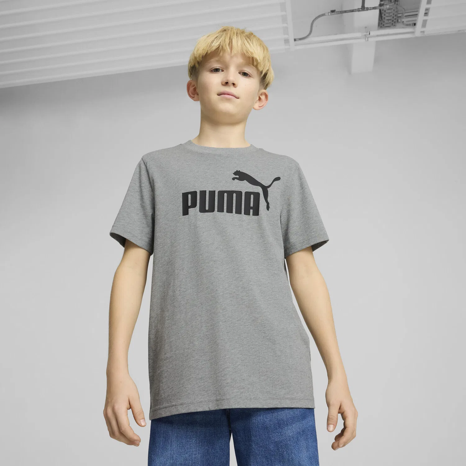 Детская футболка с принтом ESS No. 1 Logo Puma, Aschgrau Magnetgrau — фото 2