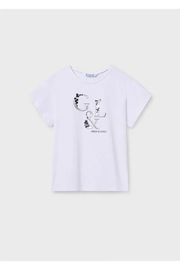 Детская футболка для девочек с принтом Summer Girl's T-Shirt Mayoral, White