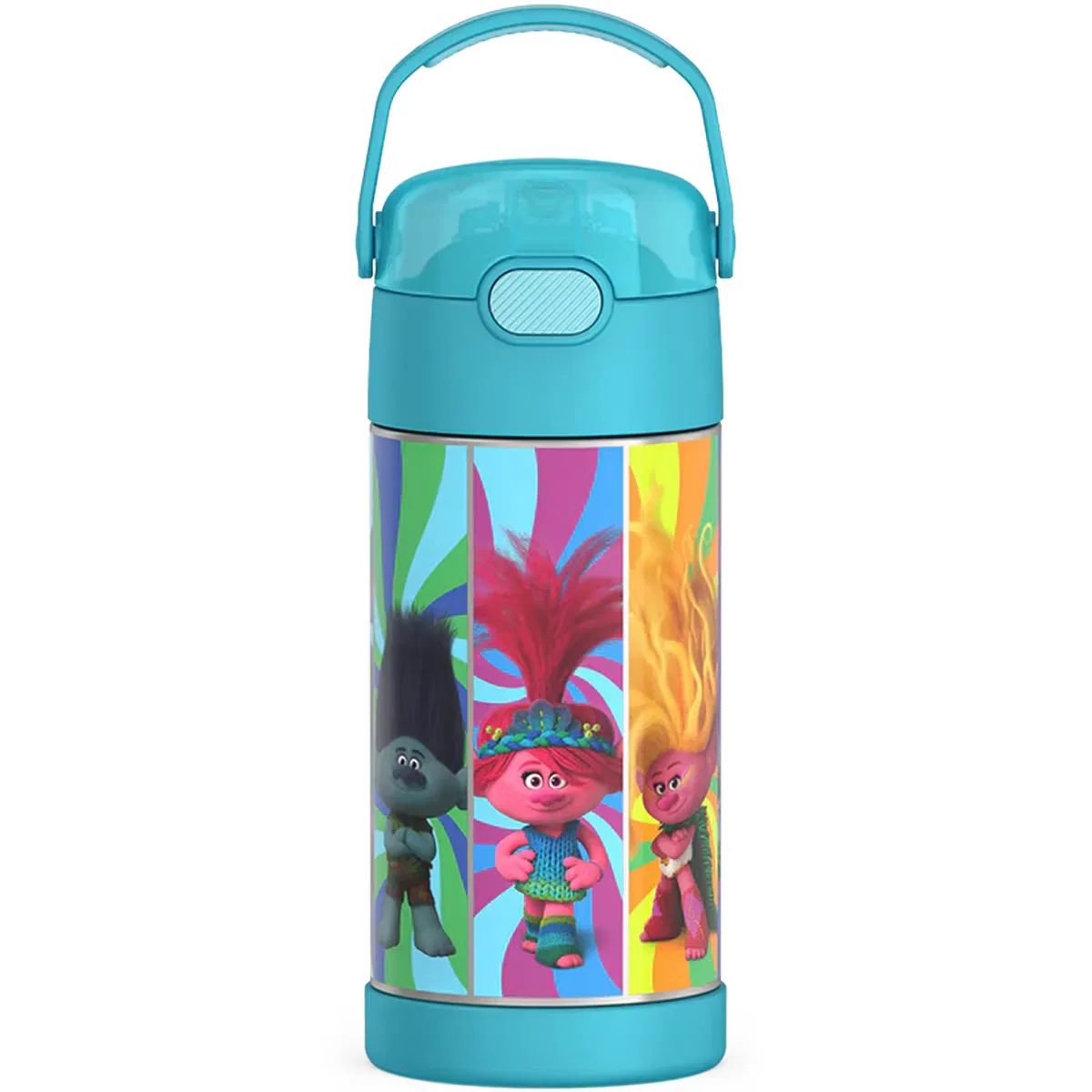Детская бутылка для воды 350 мл из нержавеющей стали с трубочкой Trolls Movie Thermos, Trolls Movie