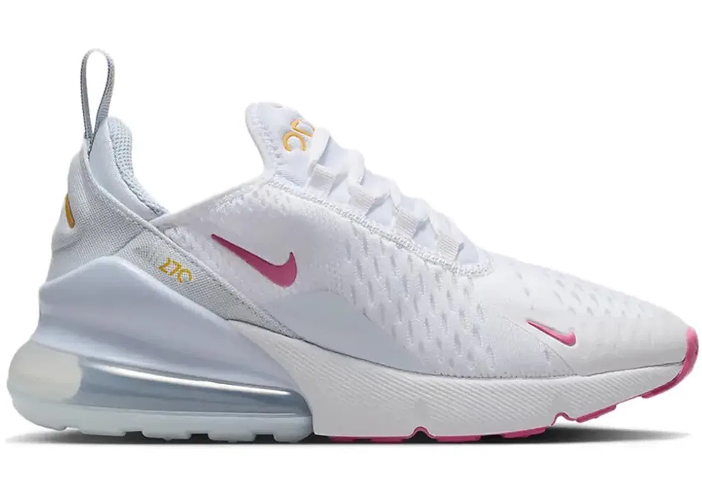 Детские кроссовки для повседневной носки Nike Air Max 270 Nike, White/Blue Tint/Light Armory Blue/Pinksicle