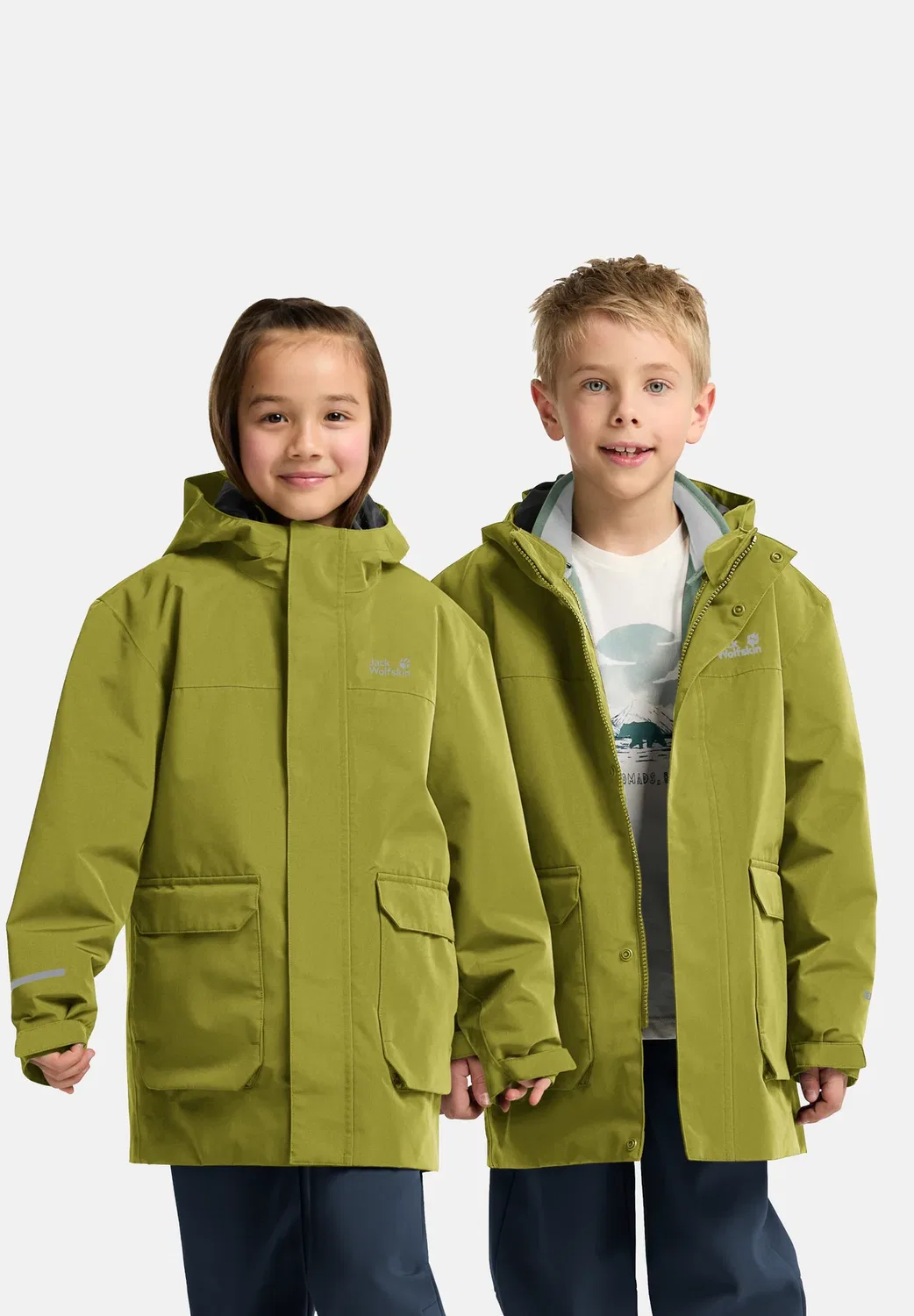 3In1 Canvey детская парка унисекс Jack Wolfskin, Khaki Green