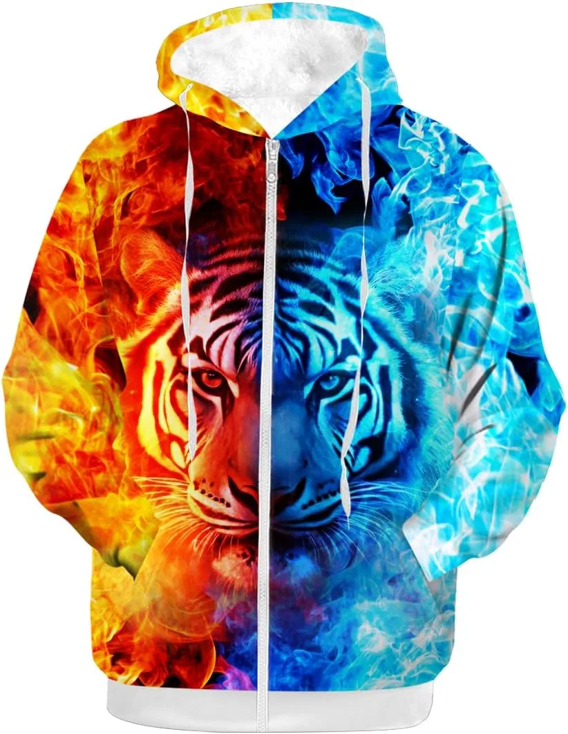 Мужское зимнее пальто с флисовой подкладкой, модель Fire Ice, Tiger Blue Red