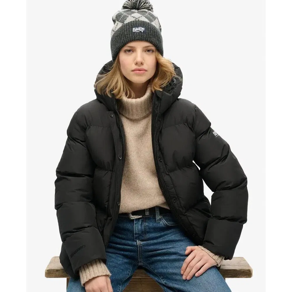 Женская утепленная куртка с капюшоном Five Baffle Sports Superdry, Schwarz — фото 3
