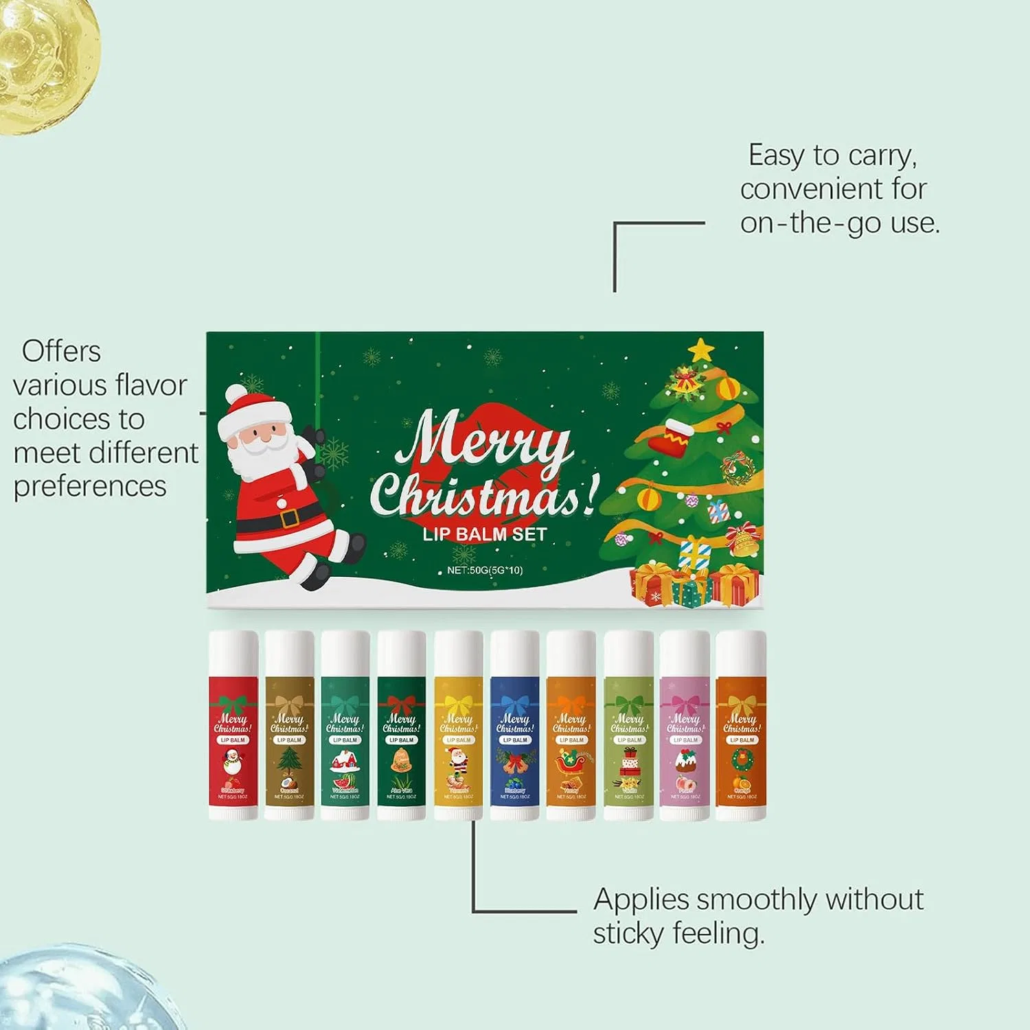 Набор бальзамов для губ Holiday Lip Care Set, Generisch, 10 шт., 16.99x6.81x1.8 см — фото 4