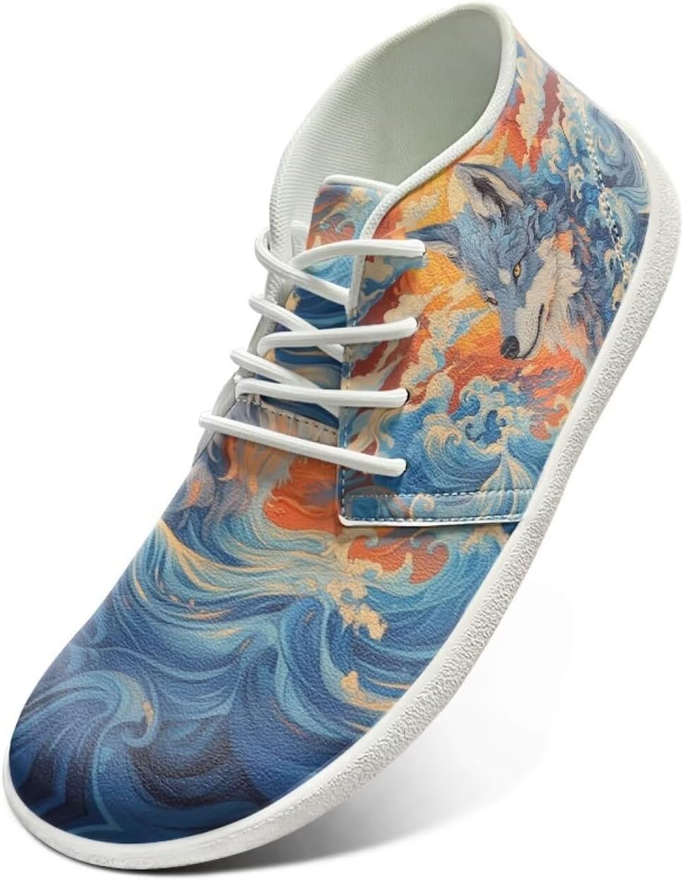 

Кроссовки для женщин и мужчин, кроссовки для скейтборда, водонепроницаемые повседневные обувь Yreiwoby, Wolf Sea Wave