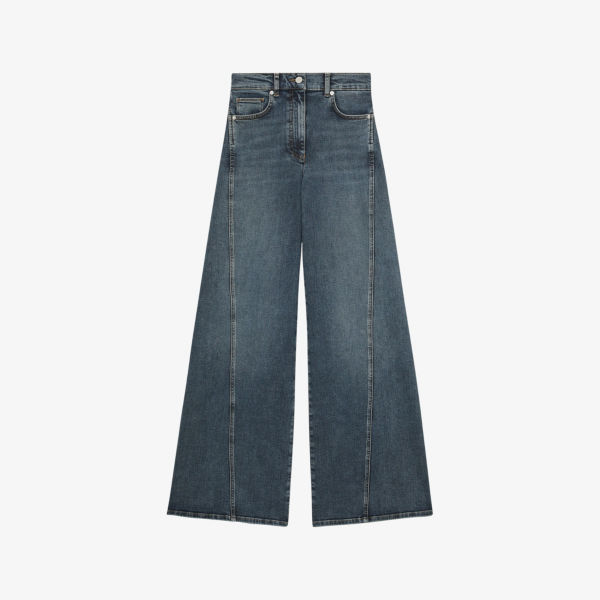 

Джинсы с крученым швом широкие завышенные stretch-denim Fern Reiss, синий