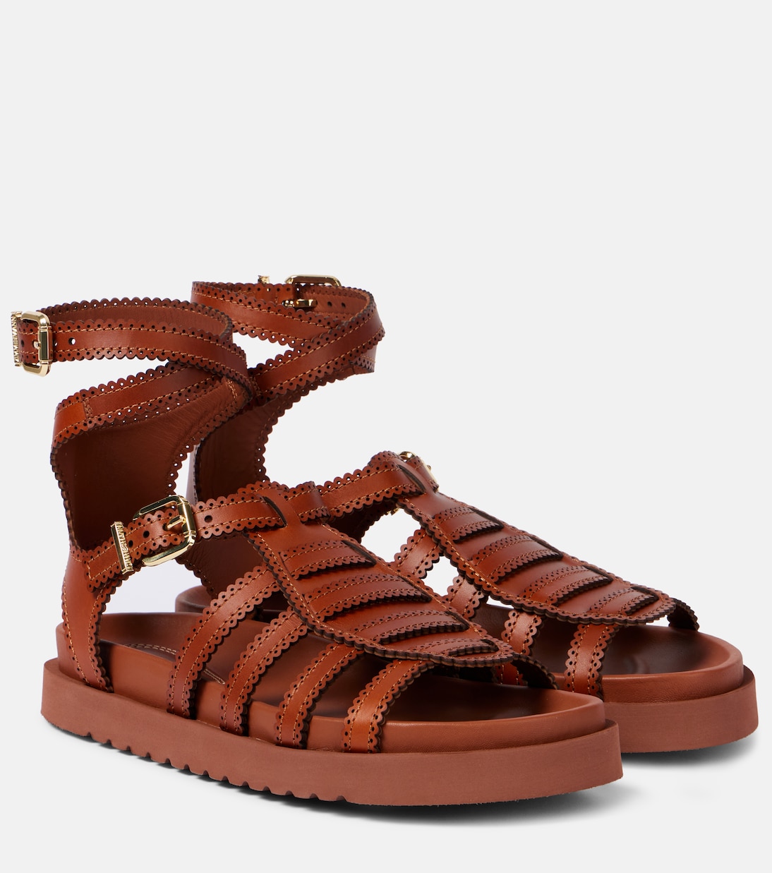 Золотистые кожаные гладиаторские сандалии Zimmermann, Pecan