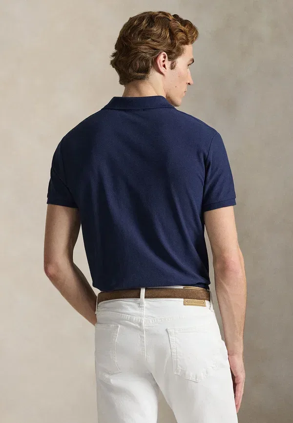 Поло хлопковое пике Slim Fit Custom Honeycomb-polo Polo Ralph Lauren, Cruise темно-синий — фото 3