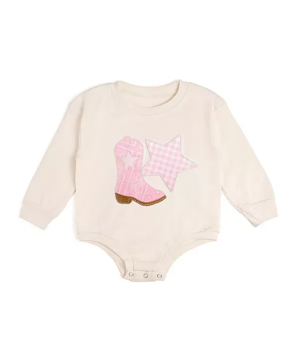 Детский ромпер с длинным рукавом Cowgirl Patch Western Sweet Wink, Natural