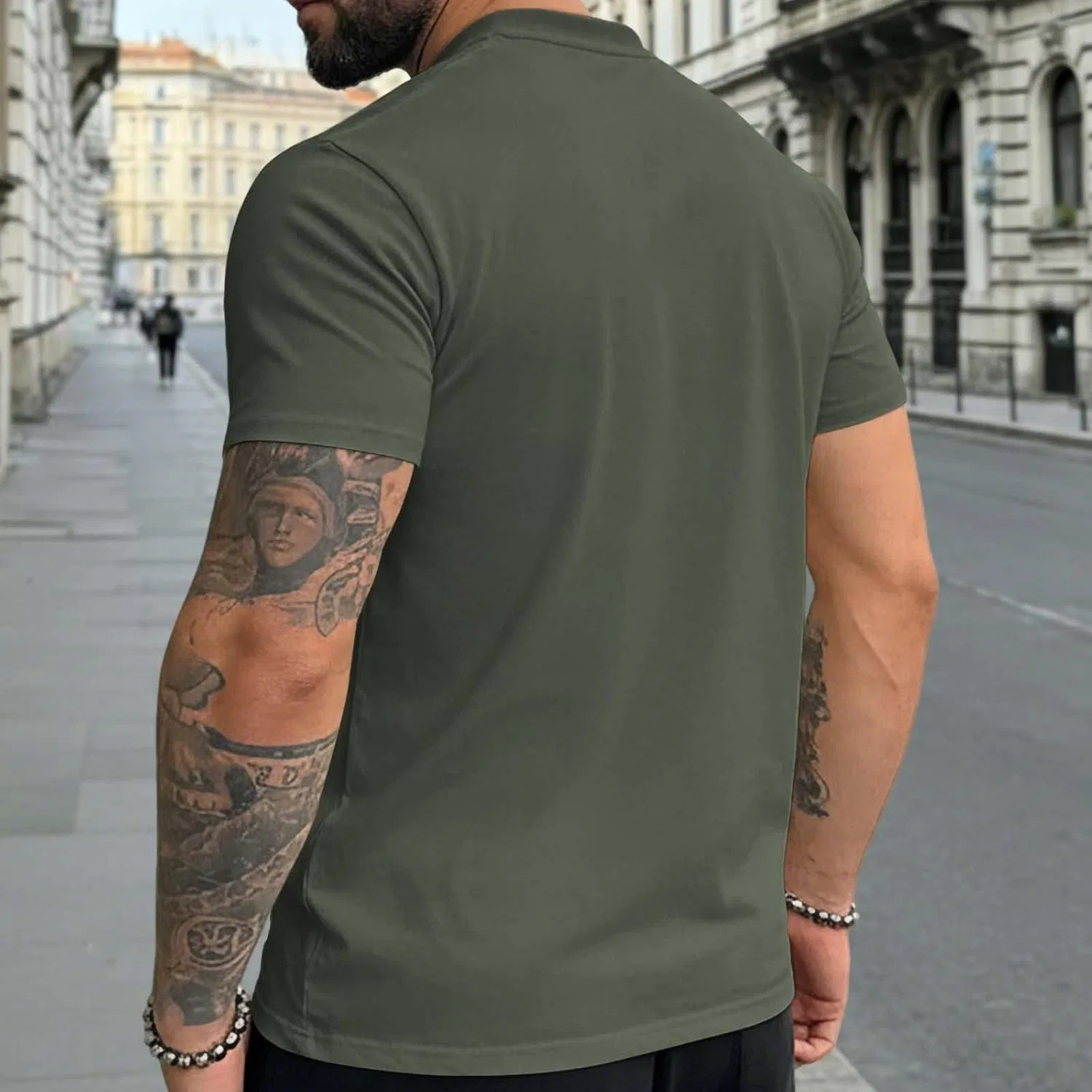 Мужская футболка с круглым вырезом Regular Fit, Army Green — фото 3