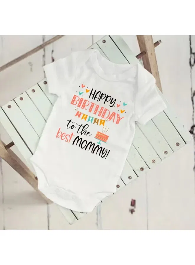 Боди-комбинезон с принтом Happy Birthday To The Best Mommy Matching Family Outfits, белый