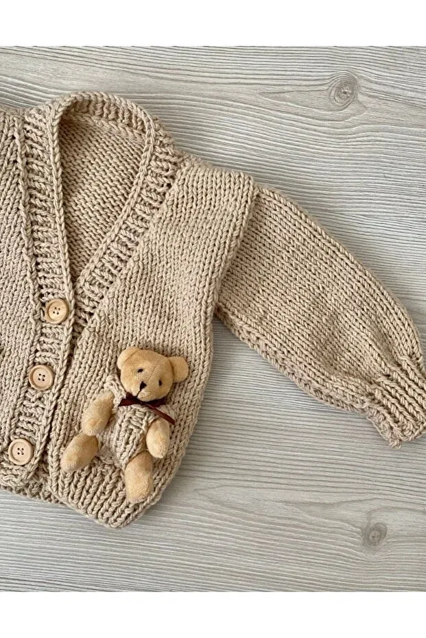 Детский кардиган ручной вязки с игрушками Hobihanem Tuhafiye, Skin Color