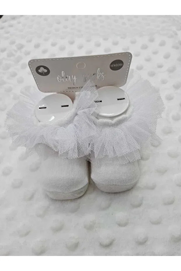Детские носки для новорожденных хлопковые Sundan newborn cotton pack of tulle baby socks Berkay, White