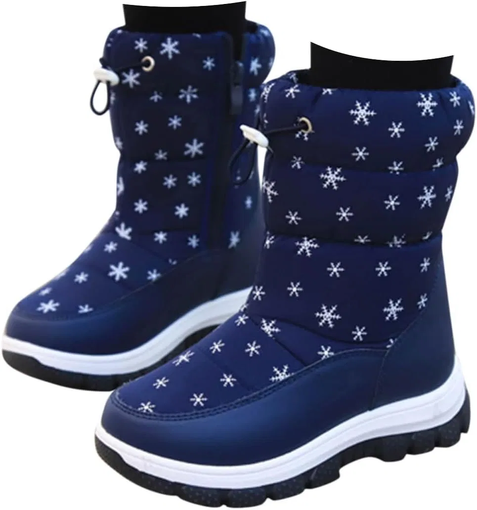 Детские зимние ботинки для снега с боковой молнией Boys Girls, Blue