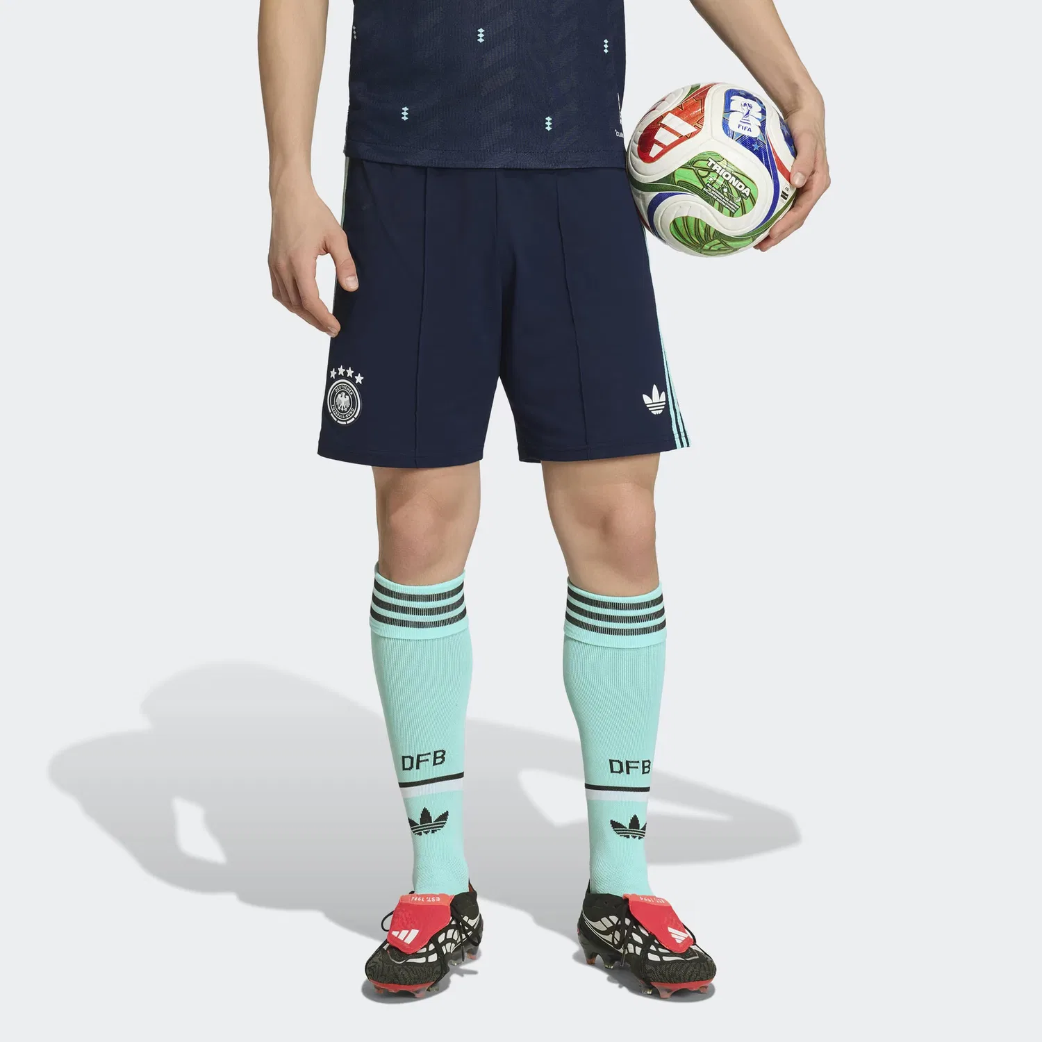 Спортивные шорты Adidas Performance Regular Workout Pants Germany 26 Away в темно-синем и бирюзовом цветах