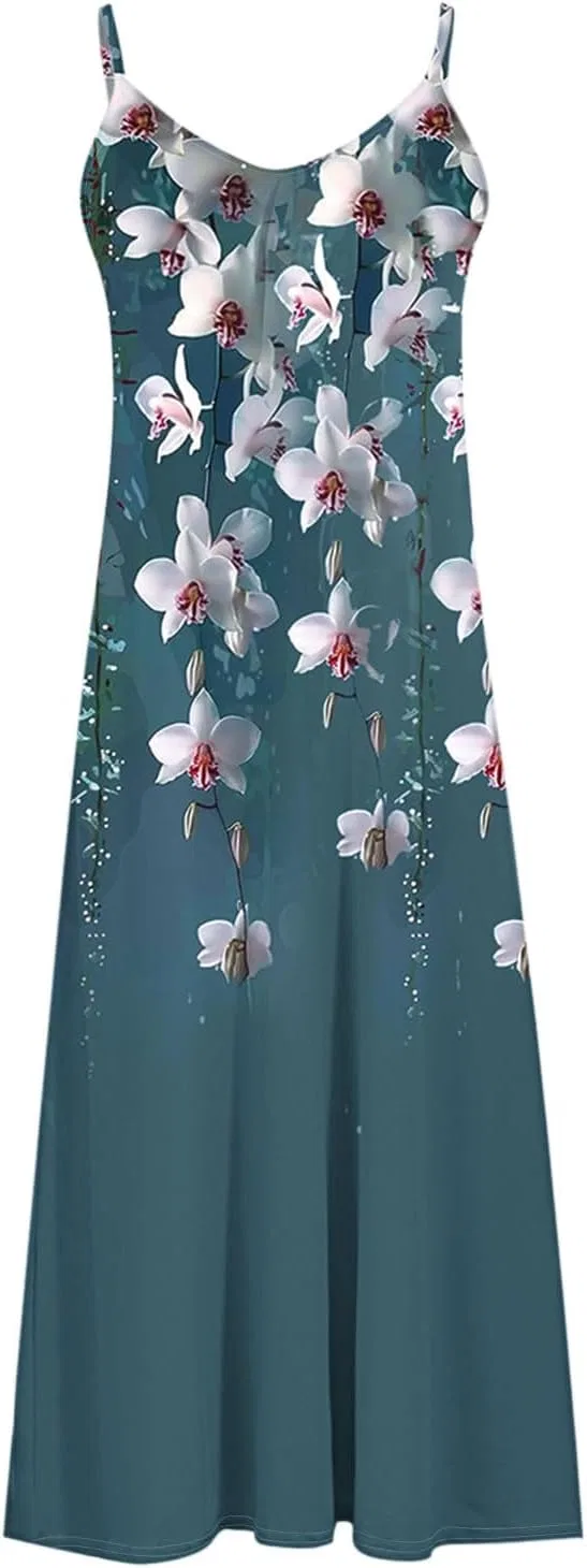 Женское летнее макси-платье с цветочным принтом A-line, Multicolor — фото 4