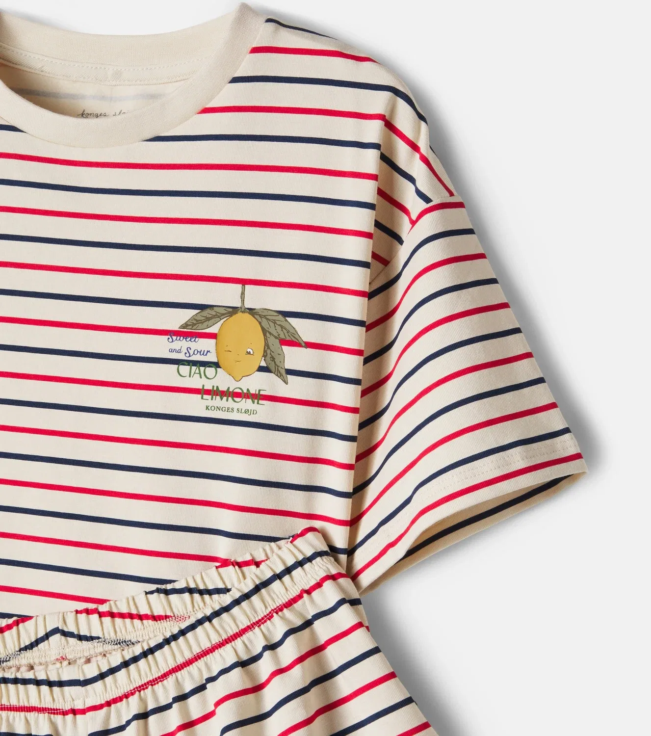 Комплект из футболки и шорт в полоску Tricolore Stripes Konges Sløjd, белый — фото 4