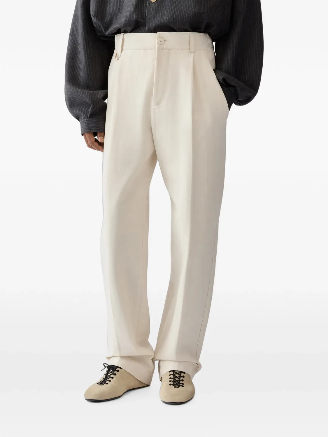 Плиссированные прямые брюки Jacquemus, нейтральные цвета
