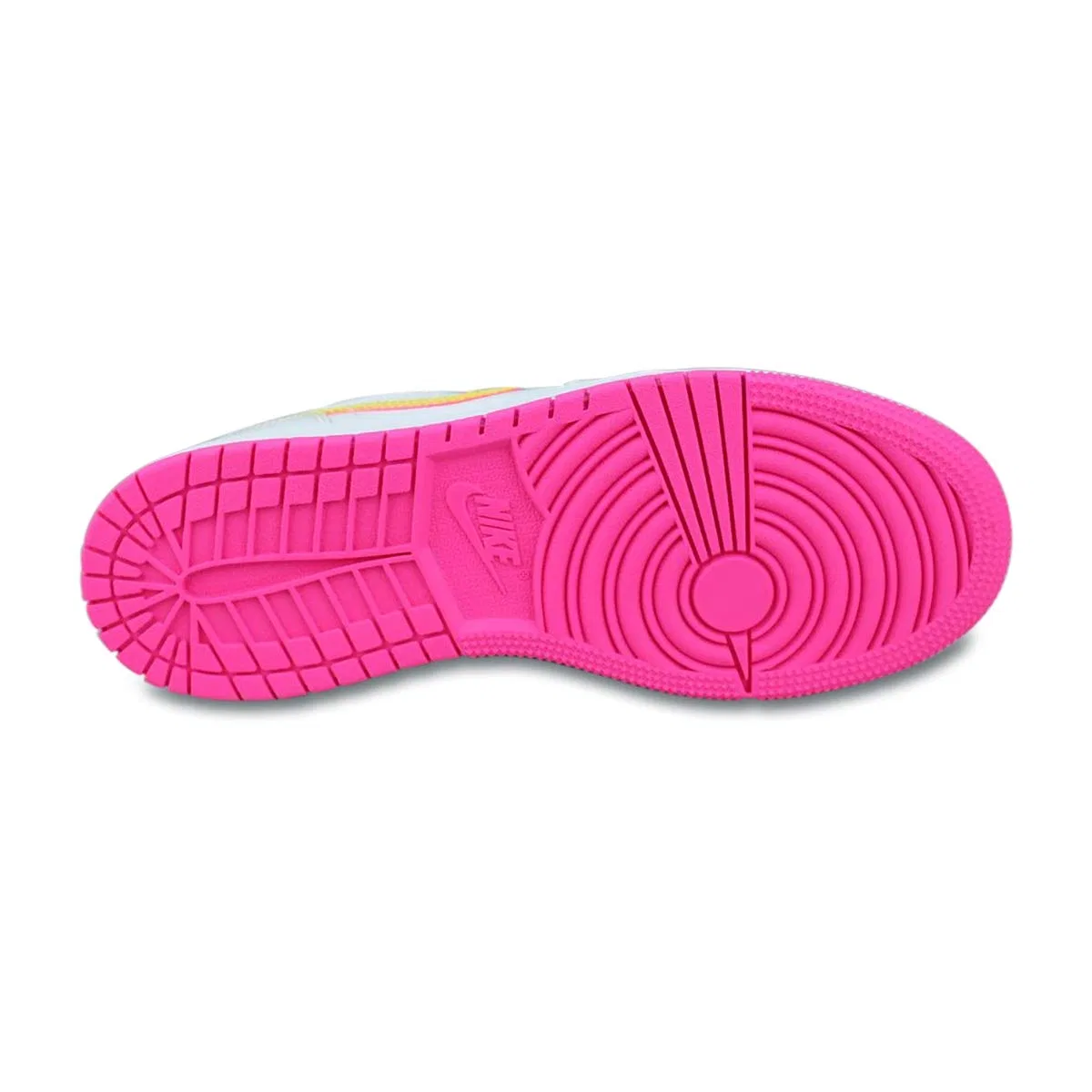 Детские кроссовки для мальчиков Air Jordan 1 Low Edge Glow Gs NIKE, White Lemon Venom Pink Blast — фото 4