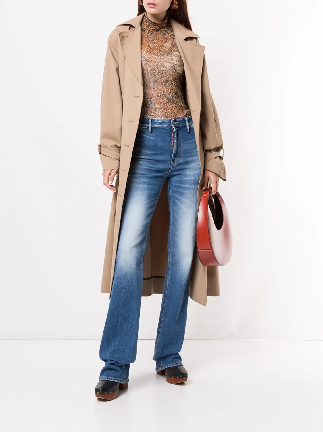 Расклешенные джинсы с эффектом потертости Dsquared2, синий — фото 2