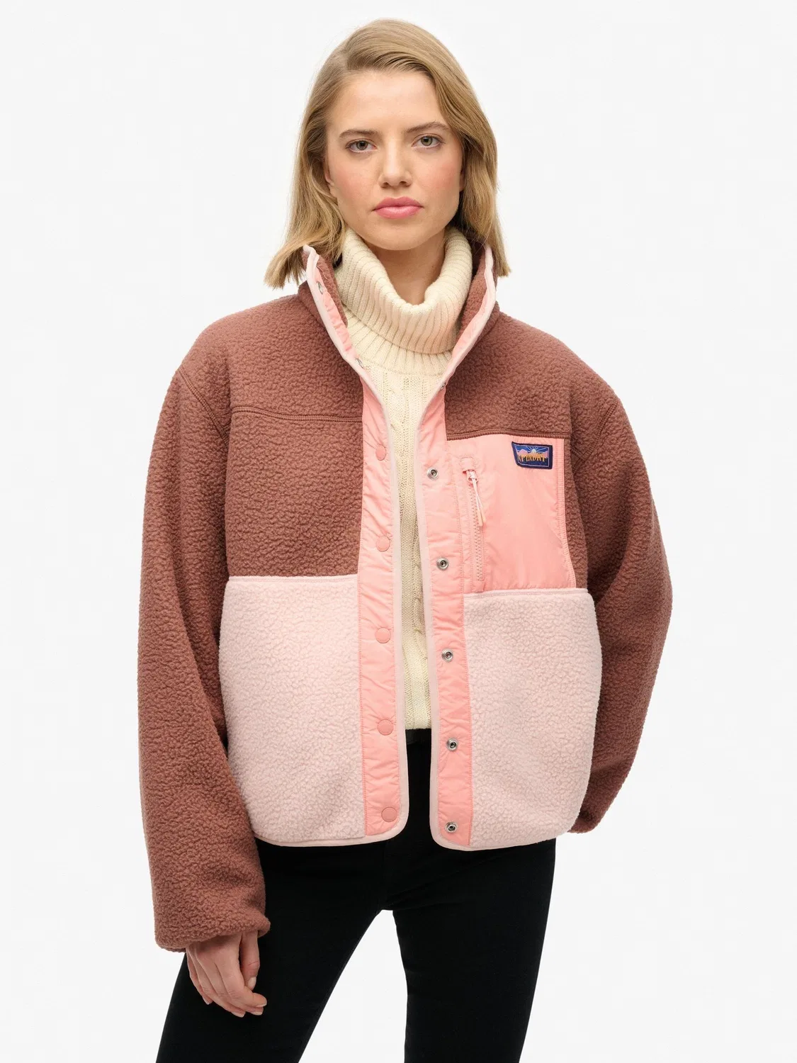 Флисовая куртка Colour Block Superdry, розовый, коричневый
