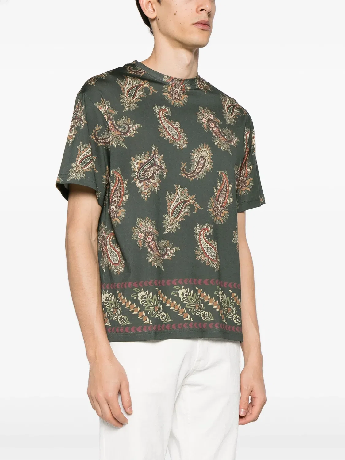 Футболка с узором пейсли из хлопка ETRO, зеленый — фото 4