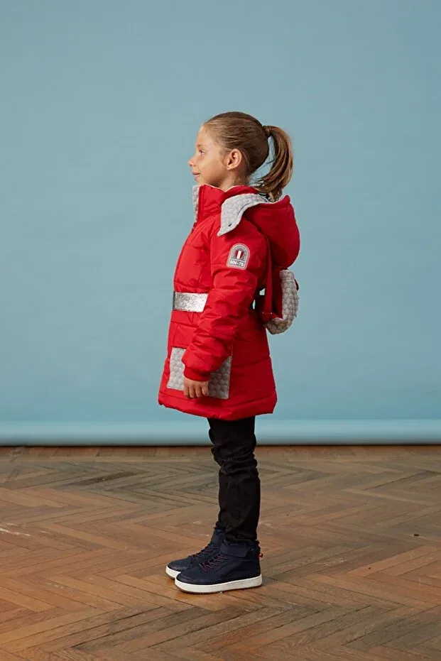 Детское пальто для девочек с капюшоном реглан Men Anorak, Red — фото 2