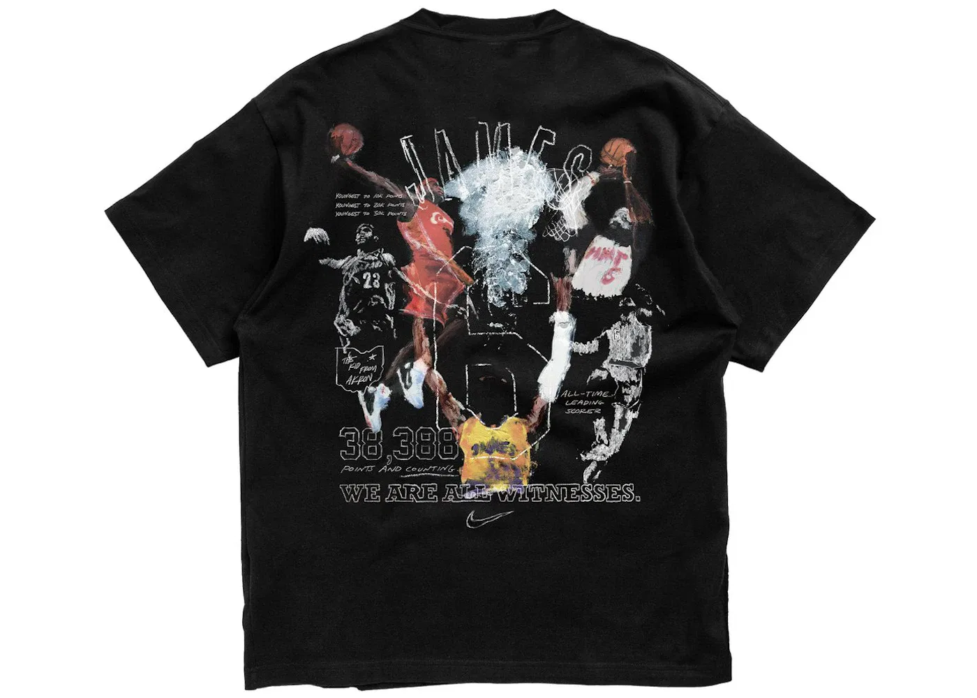 Мужская футболка с принтом Nike Lebron James Scoring Record, Black