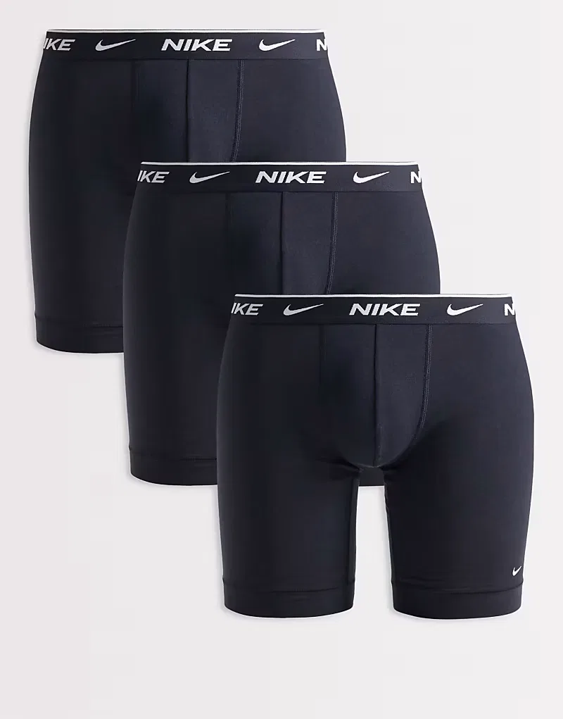Боксеры-брифы удлиненные хлопковые стретч 3 шт Nike Essential, черный