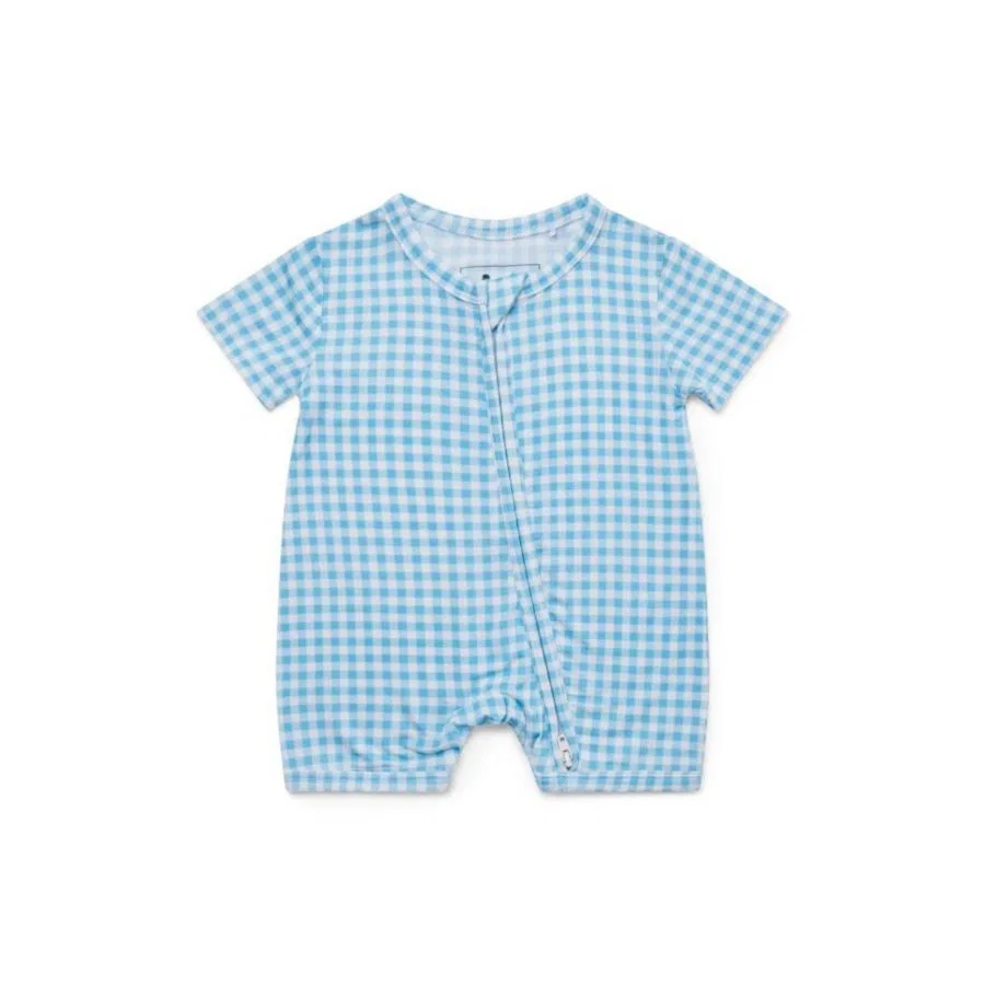Бамбуковый слип с коротким рукавом Harbor Gingham Motette, Blue And White Gingham