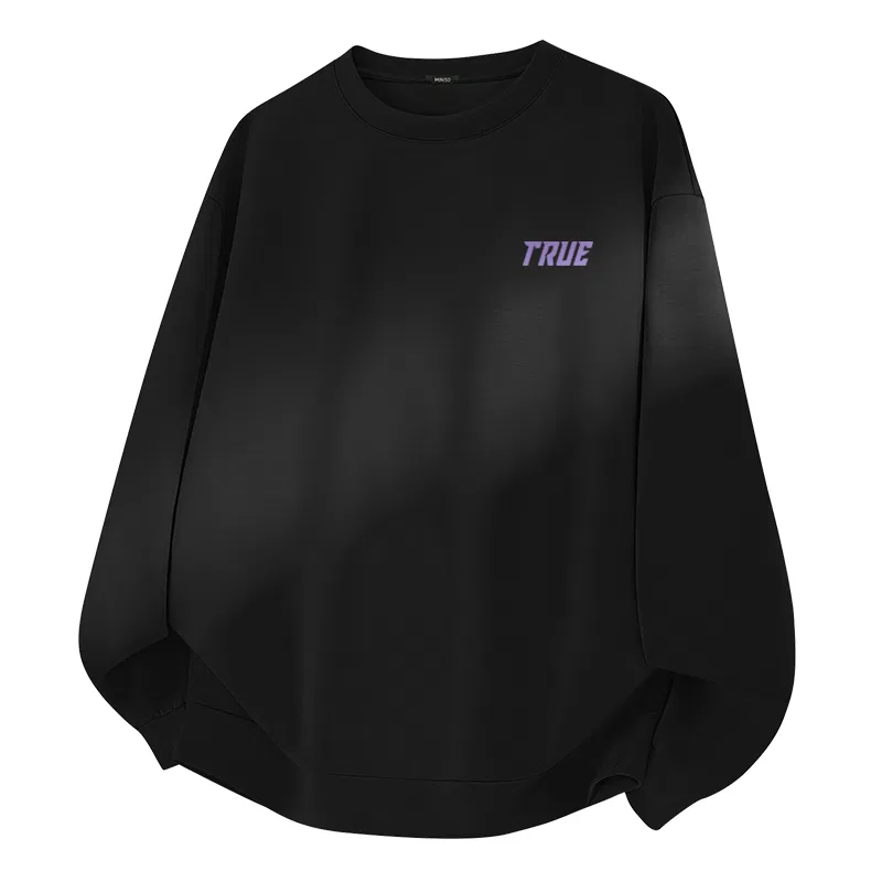Детский свитшот с принтом MINISO, Цвет: Soft Air Layer Black (Mystic Purple Future Chest Logo)