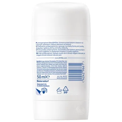Дезодорант-стик антиперспирант 48H Invisible Clear Nivea Black & White, 50 мл