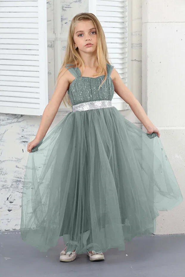 Детское платье для девочек с блестками Asortik Kids, Mint Green