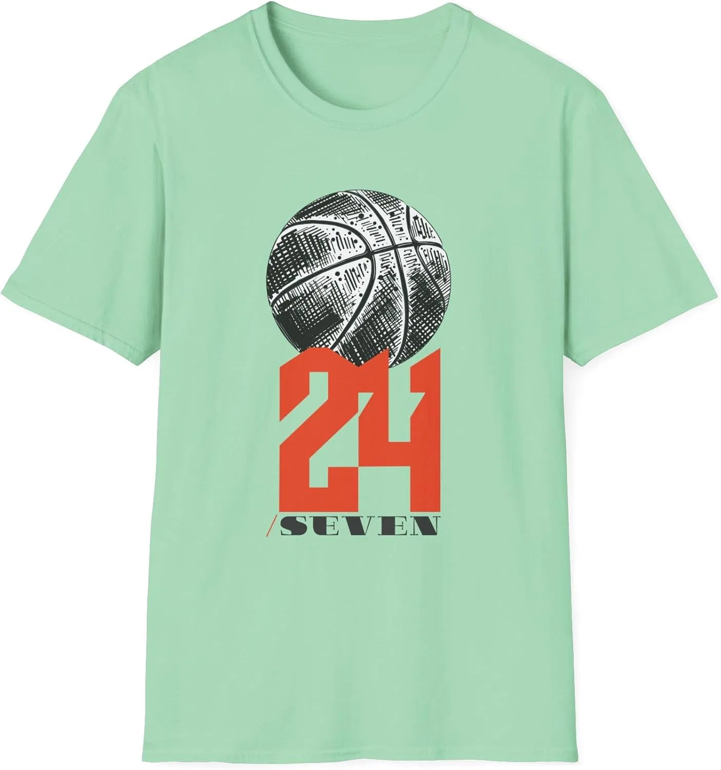 Унисекс футболка с баскетбольным принтом Gildan 64000, Mint Green