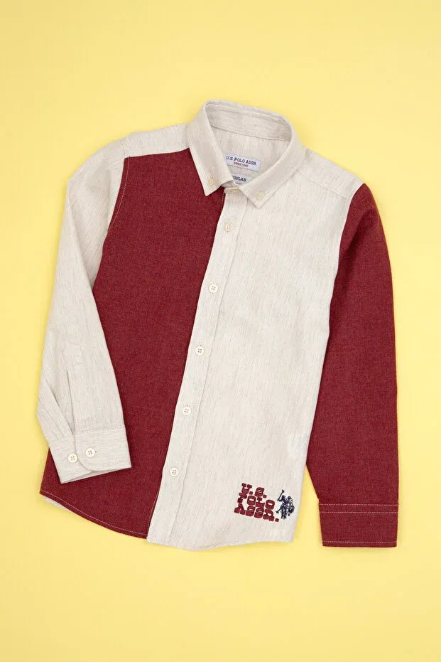 Детская рубашка с длинным рукавом для мальчиков хлопковая U.S. Polo Assn., Plum — фото 3
