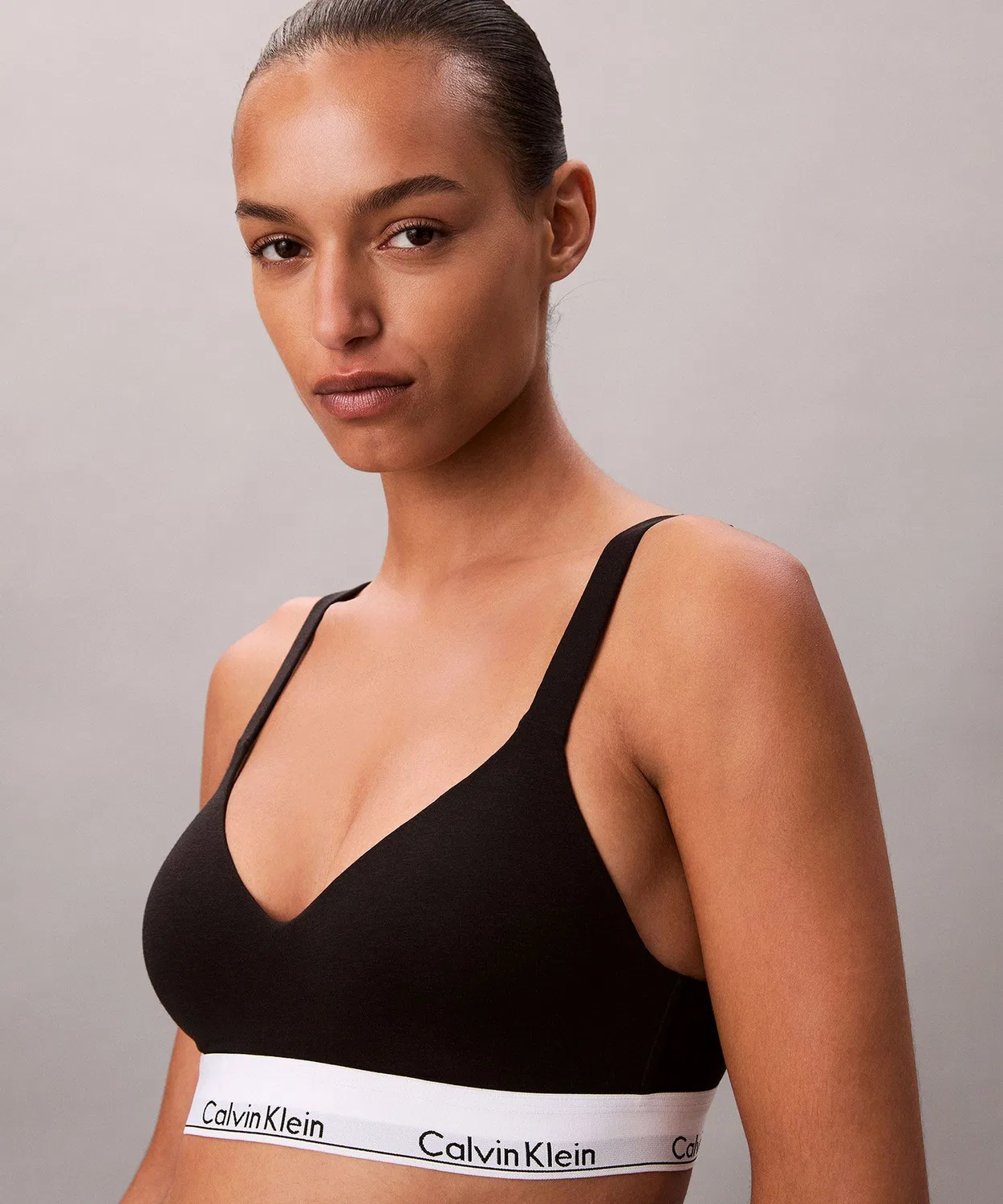 Женский бралетт без косточек с приподнимающей чашкой Icon Cotton Modal Calvin Klein, Black